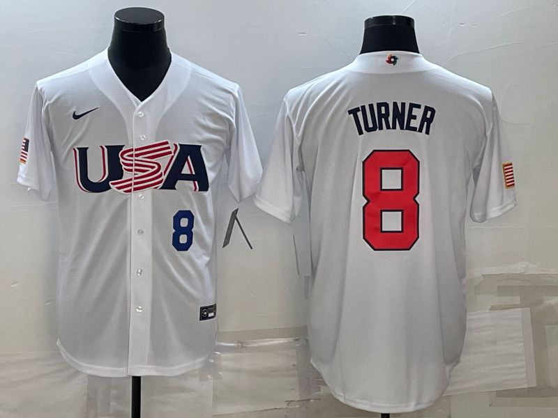 Men 2023 World Cub USA #8 Turner White Nike MLB Jersey->more jerseys->MLB Jersey